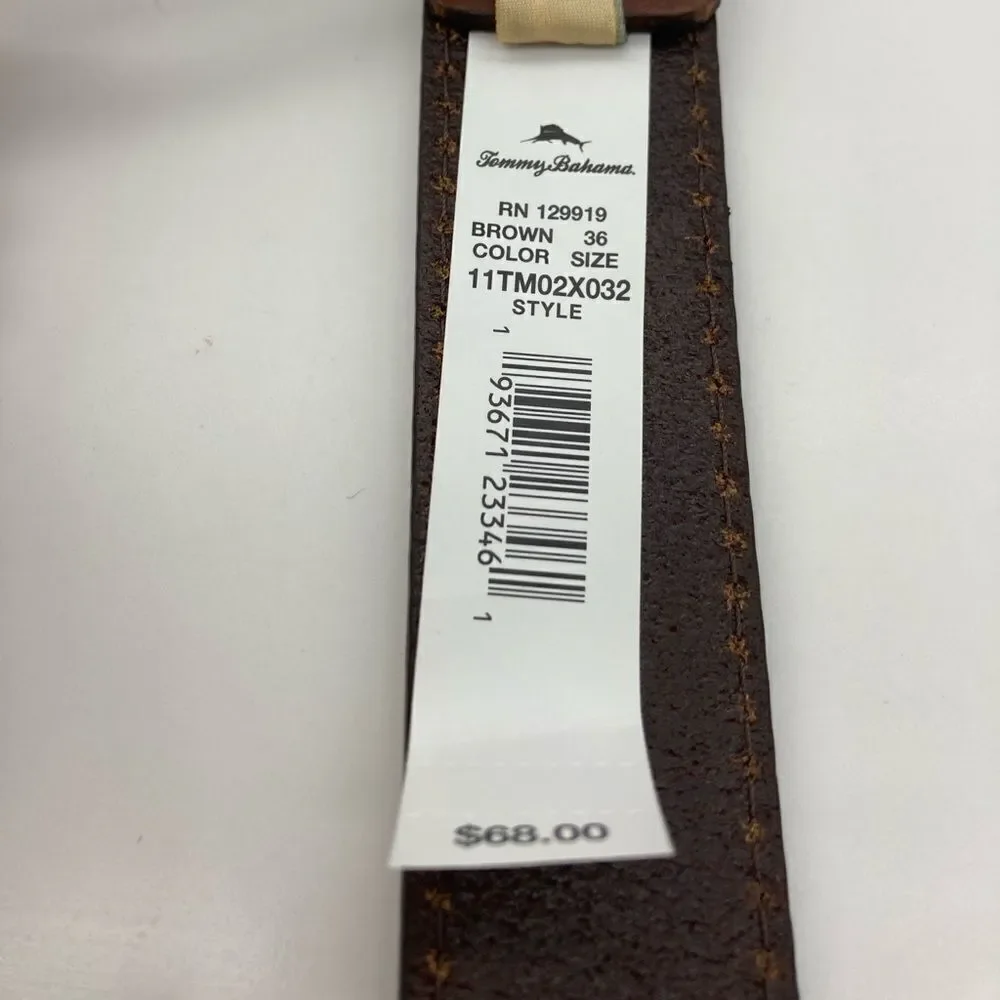 NWT Tommy Bahama Men’s Genuine Italian Leather Belt Size 36 Made in Italy